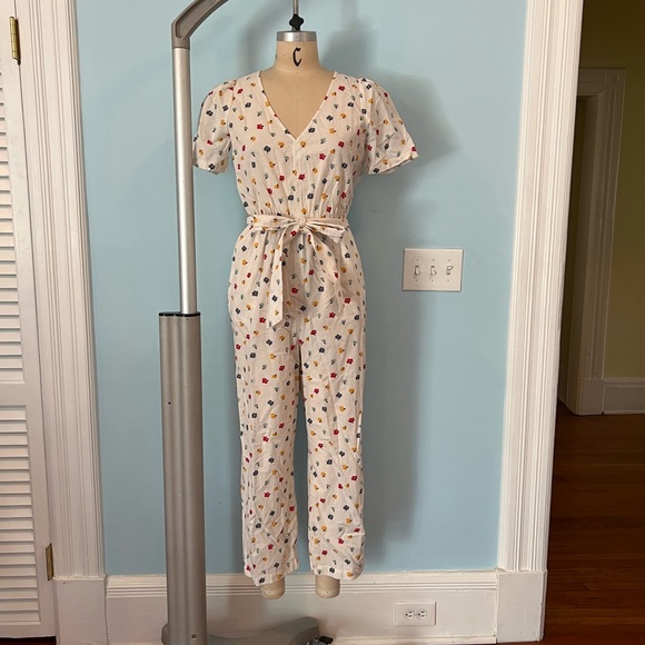 NWT- Madewell Puff-Sleeve Tapered Jumpsuit in Confetti Floral - Size 6 - Picture 5 of 9
